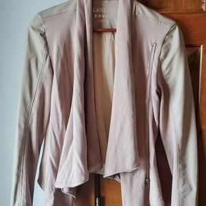 Taupe Leather and Cotton Jacket - Size small